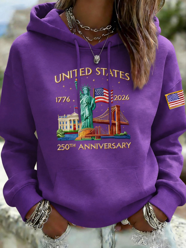 🎖️Women's Vintage America 250th Anniversary Print Hoodie