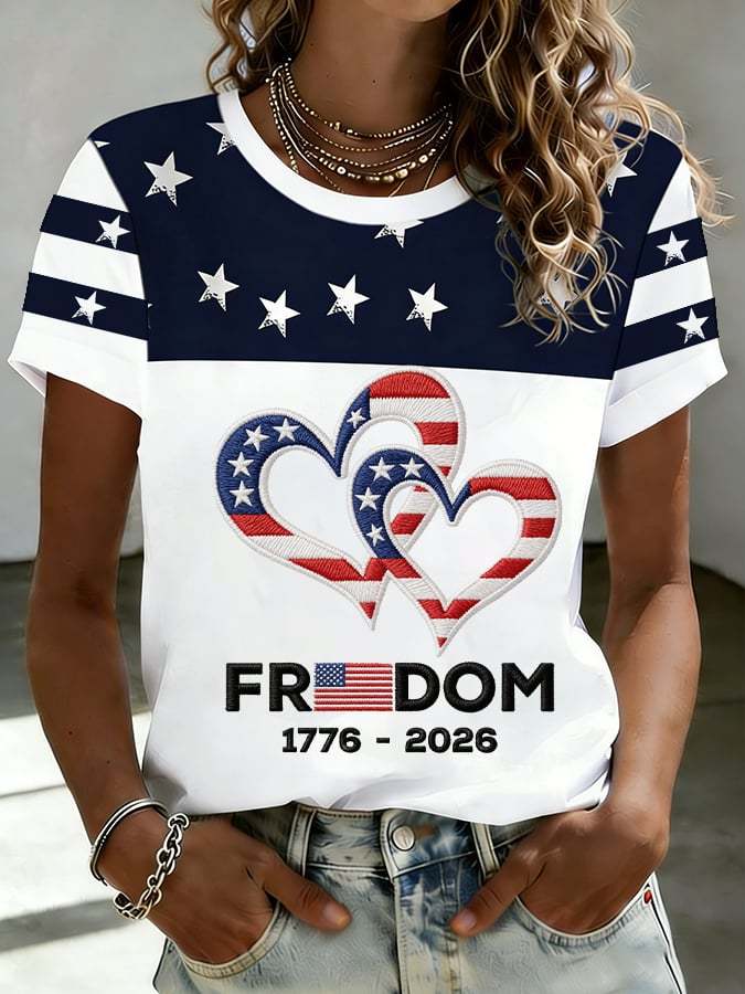 Women's Freedom USA 250th Anniversary Print Round Neck T-shirt