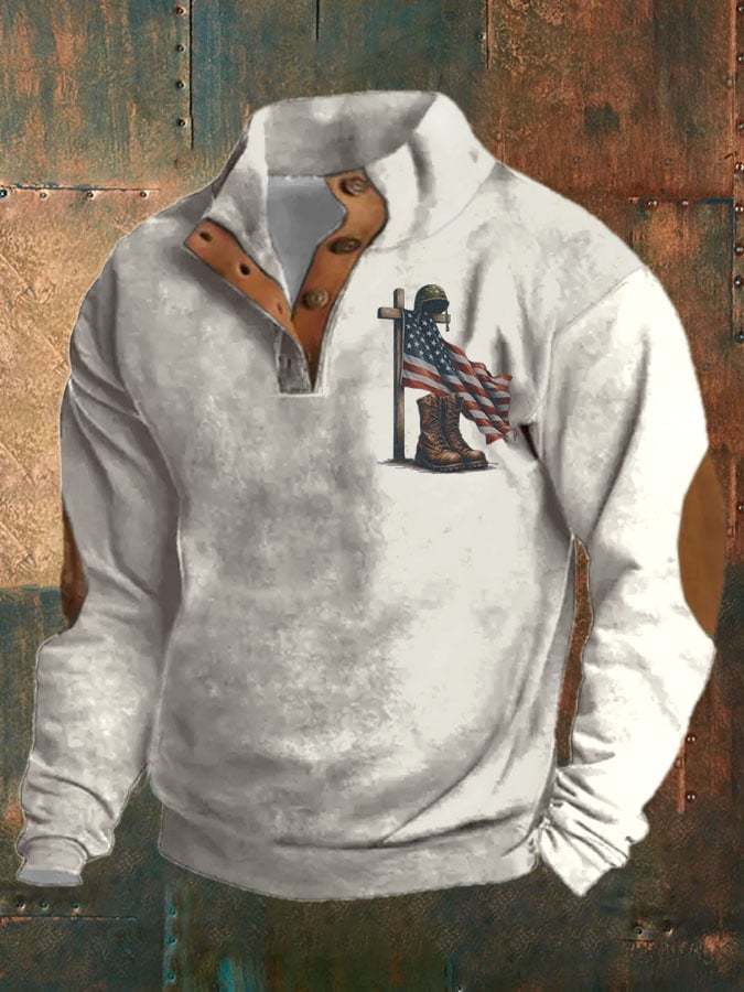 Men's Aintage Faith Veteran Flag Print Sweatshirt