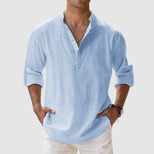 Men's  Summer Cotton Linen Casual Long Sleeve Shirt
