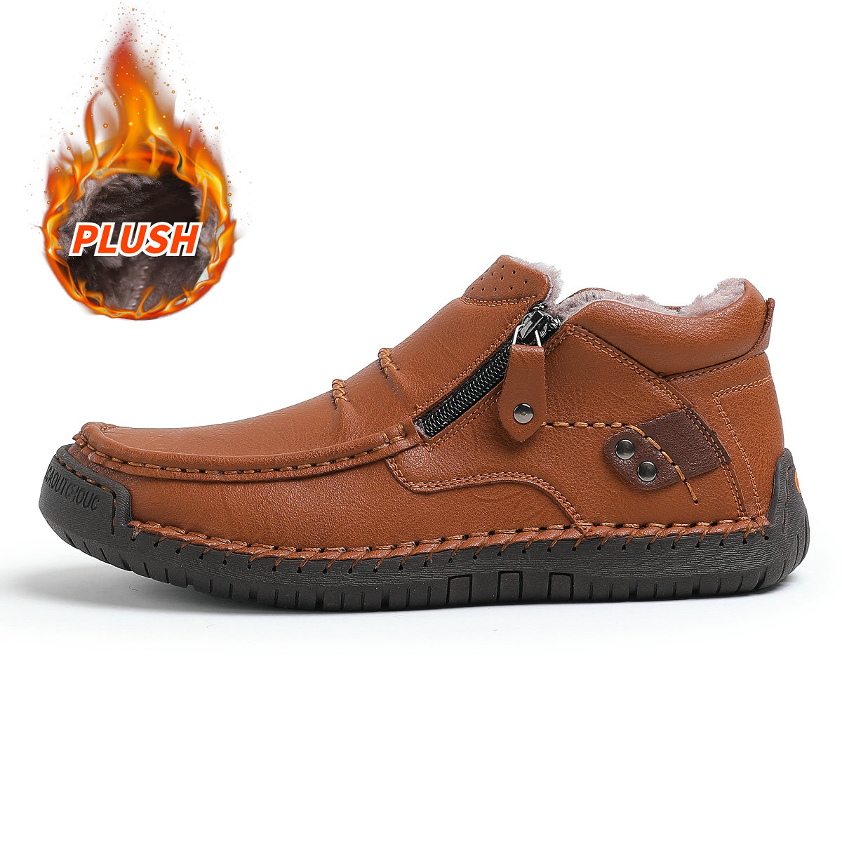 ⏰Limited Time Sale 70% OFF-Men’s Handmade Premium Leather Slip-On Driving Boots – Wide Toe, Arch Support, Waterproof, Pressure Relief, Non-Slip Sole&Warmth for Casual, Travel & Outdoor