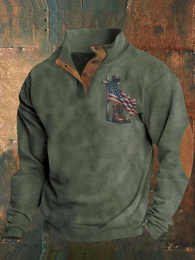 Men's Aintage Faith Veteran Flag Print Sweatshirt