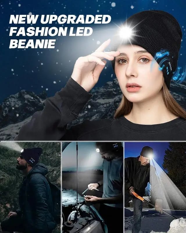 Winter 2025 Best Seller — Bluetooth Beanie with LED Headlight & Removable Speakers