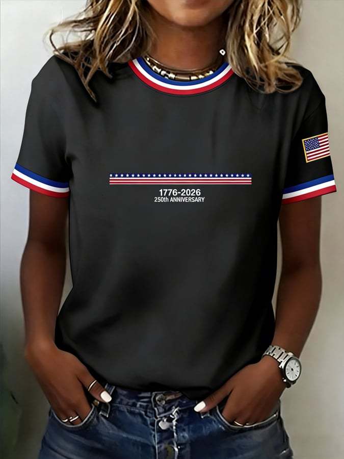 Women's 250th Anniversary of the United States Printed Short-Sleeve T-Shirt