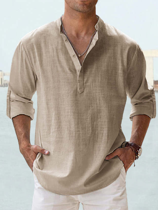 Men's  Summer Cotton Linen Casual Long Sleeve Shirt