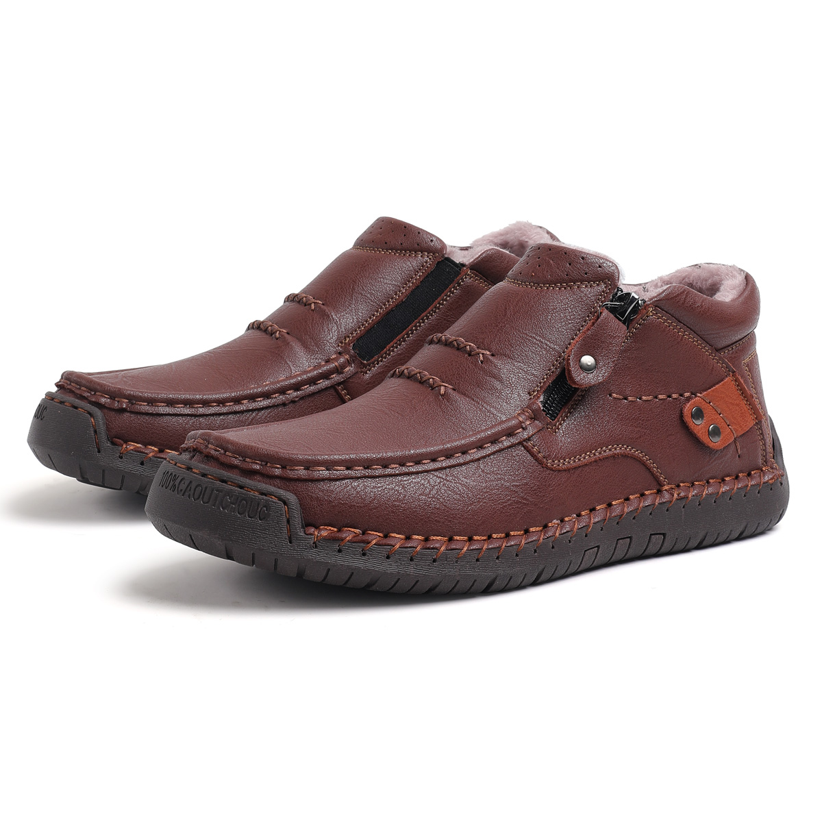 ⏰Limited Time Sale 70% OFF-Men’s Handmade Premium Leather Slip-On Driving Boots – Wide Toe, Arch Support, Waterproof, Pressure Relief, Non-Slip Sole&Warmth for Casual, Travel & Outdoor
