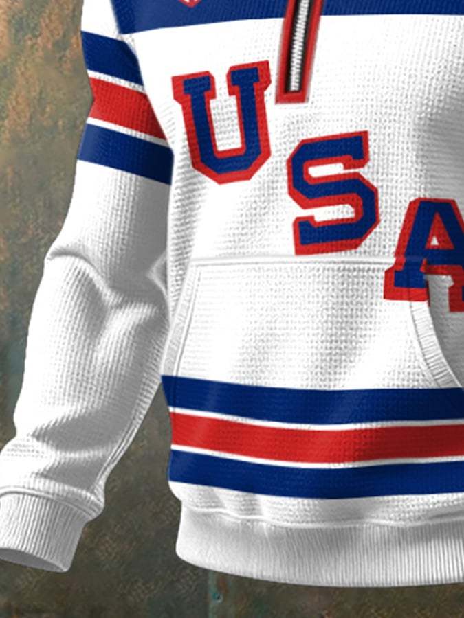 🥇Retro Men's USA Ice Hockey Print Sweatshirt