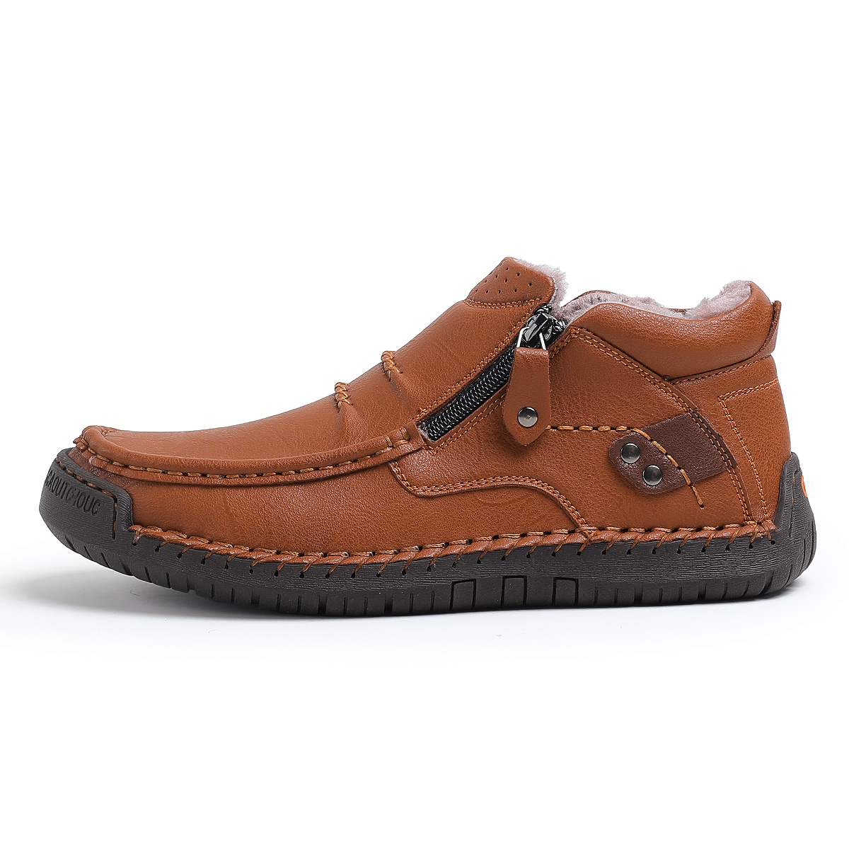 ⏰Limited Time Sale 70% OFF-Men’s Handmade Premium Leather Slip-On Driving Boots – Wide Toe, Arch Support, Waterproof, Pressure Relief, Non-Slip Sole&Warmth for Casual, Travel & Outdoor