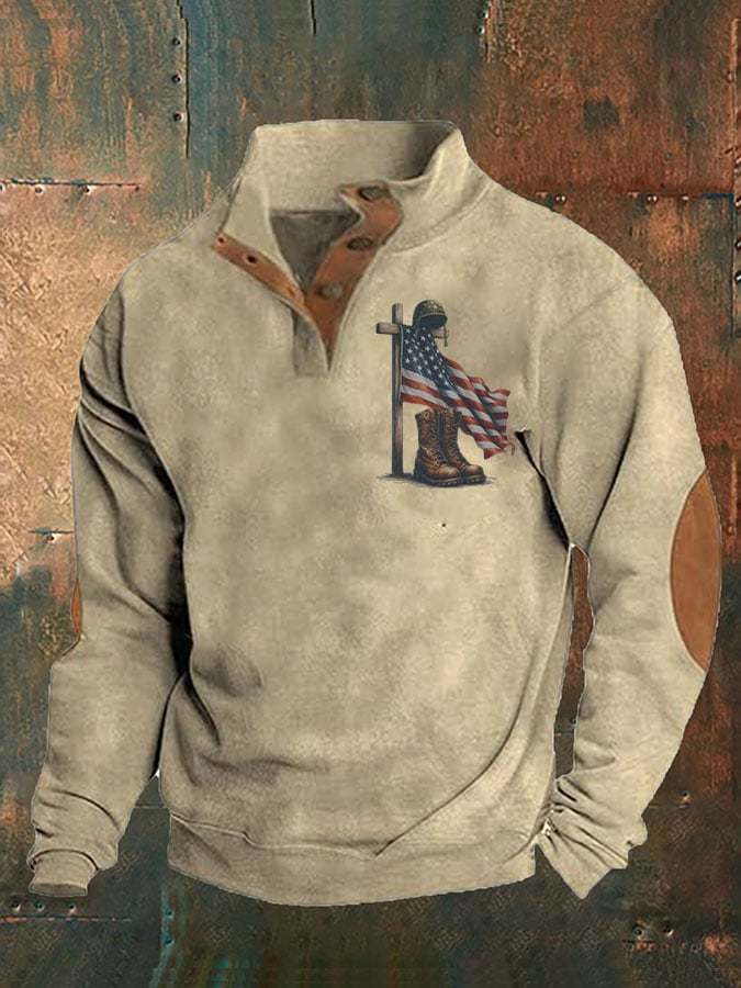 Men's Aintage Faith Veteran Flag Print Sweatshirt