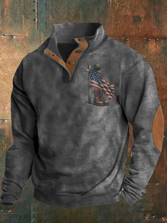 Men's Aintage Faith Veteran Flag Print Sweatshirt