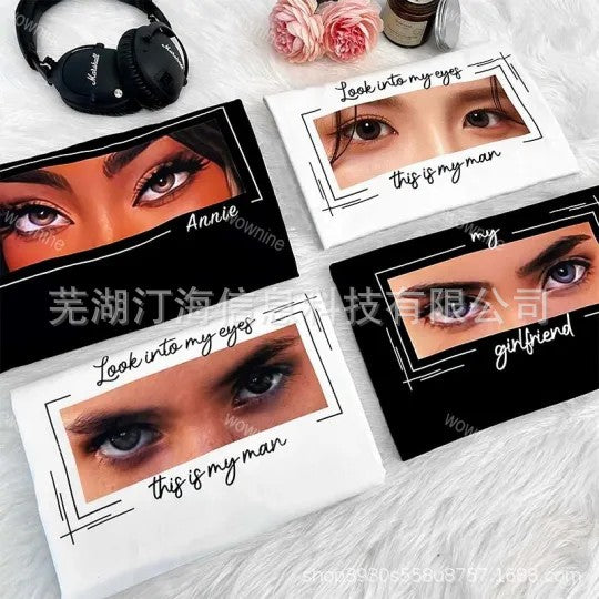 Custom Eyes Tee Loved One's Eyes Shirt Personalized Unique Eyes Artwork Tee-larkway tradelink