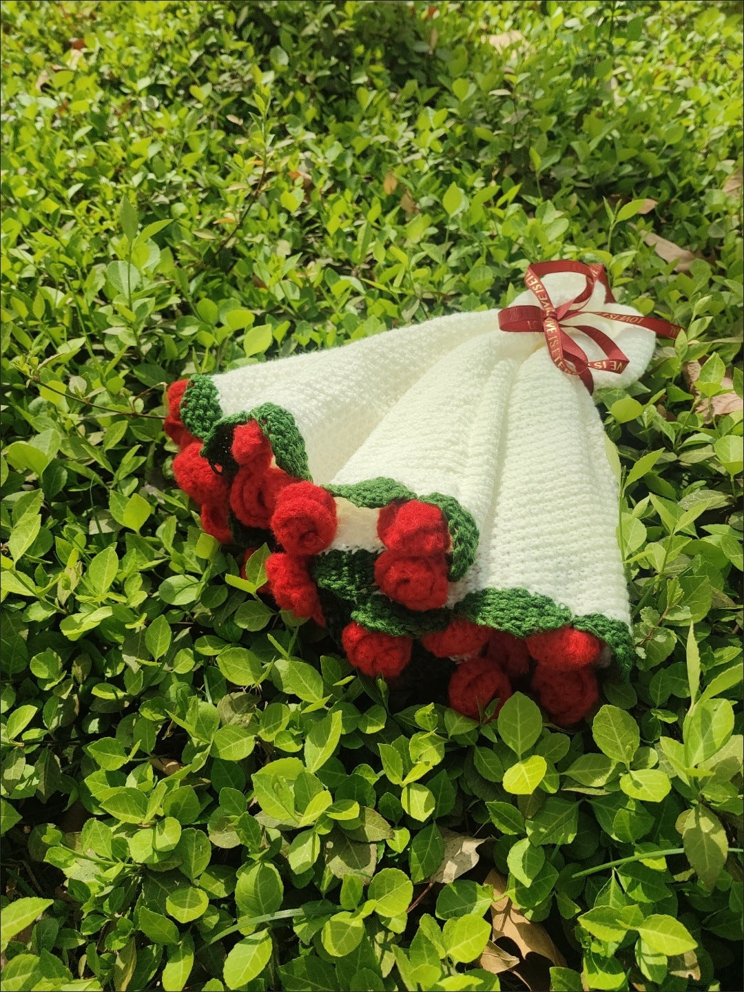 Hand-Knitted Rose Blanket DIY Kit & Ready-Made Gift for Mother's Day Valentine's Day-larkway tradelink