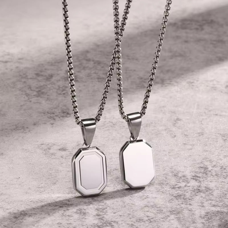 Personalized Geometric Stainless Steel Necklace Customized A-Z Letters Pendant-larkway tradelink