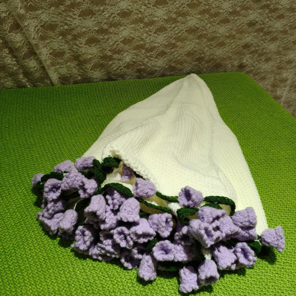 Hand-Knitted Rose Blanket DIY Kit & Ready-Made Gift for Mother's Day Valentine's Day-larkway tradelink