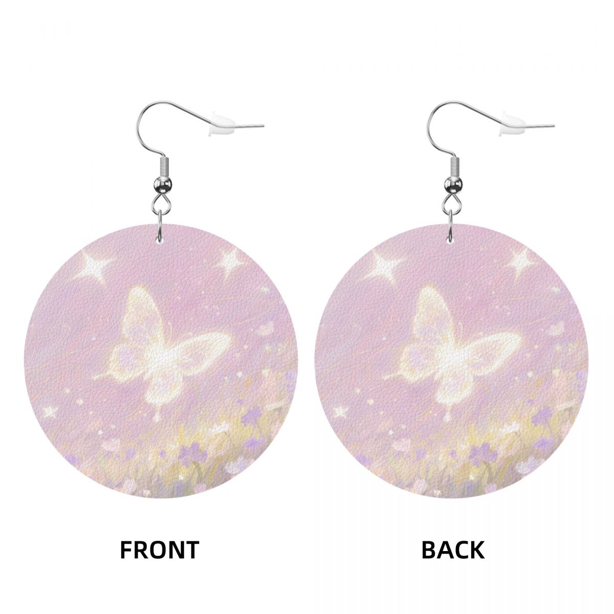 Custom Leather Round Earrings Personalized Picture Studs-larkway tradelink