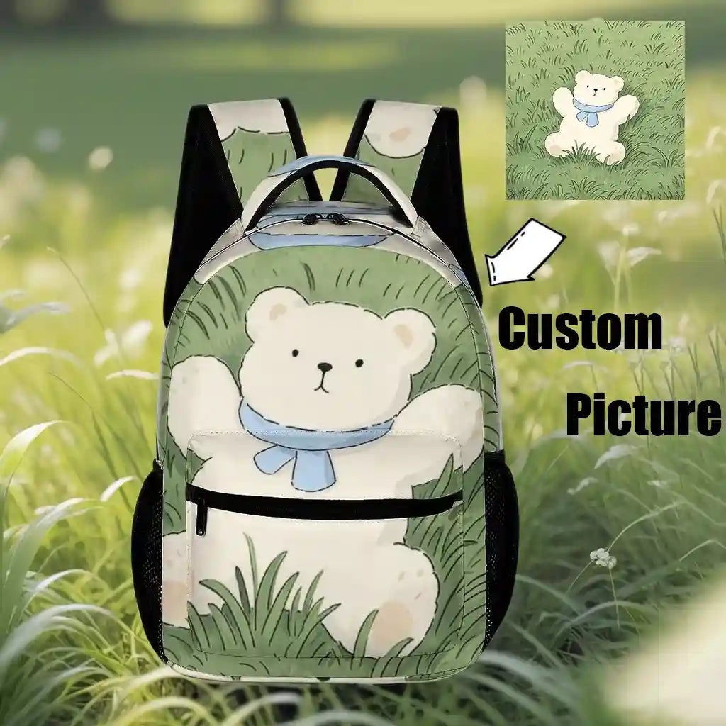 Custom Polyester Twill Backpack Personalized Photo Print Bag For Gift 32×15×43cm-larkway tradelink