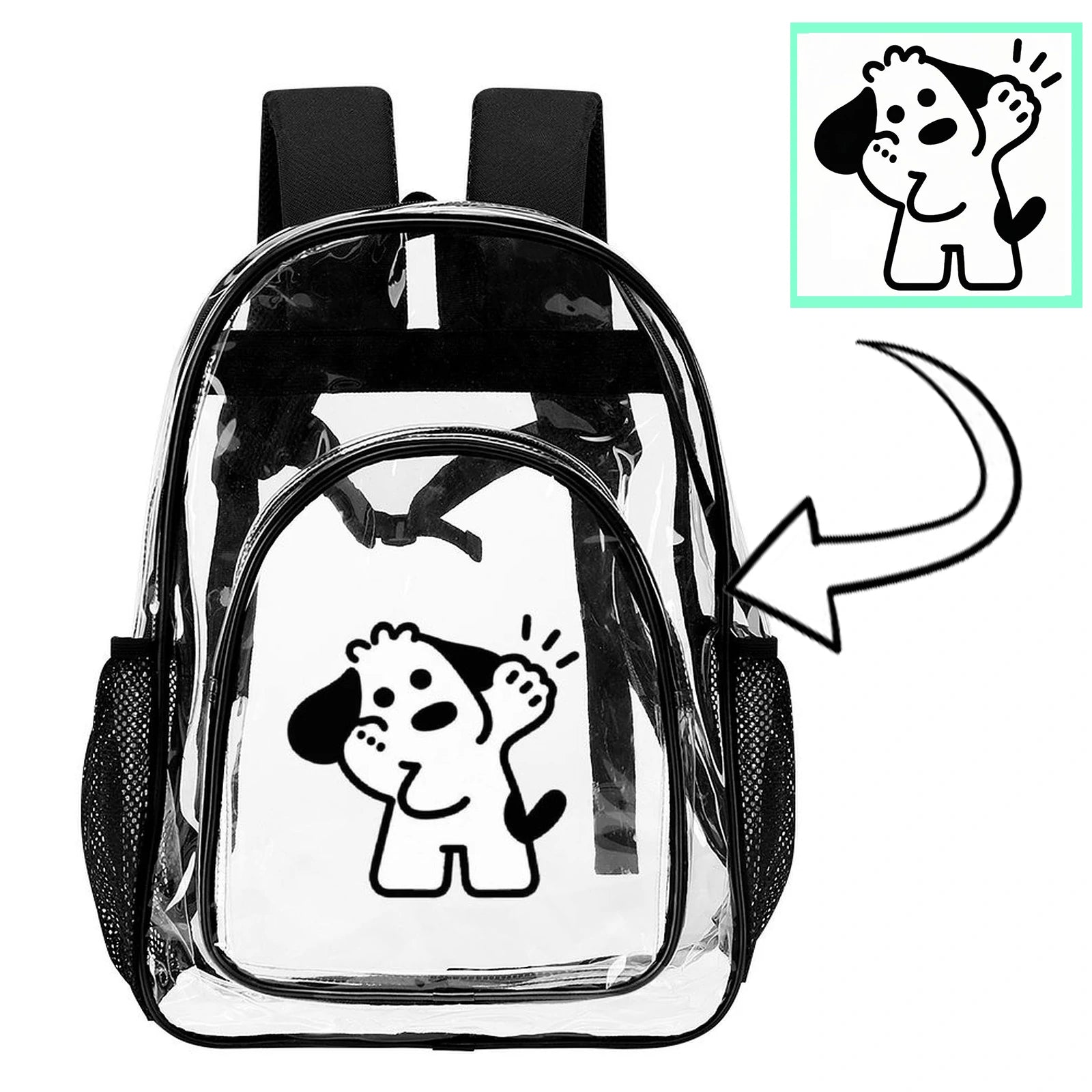 Custom Transparent PVC Backpack Personalized Waterproof Bag 43x32.5cm-larkway tradelink