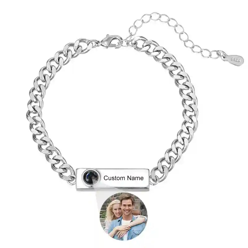 Custom Photo Bracelet Personalized Projection Bracelets with Picture Inside 100 Languages I Love You Stainless Steel Bracelet-larkway tradelink