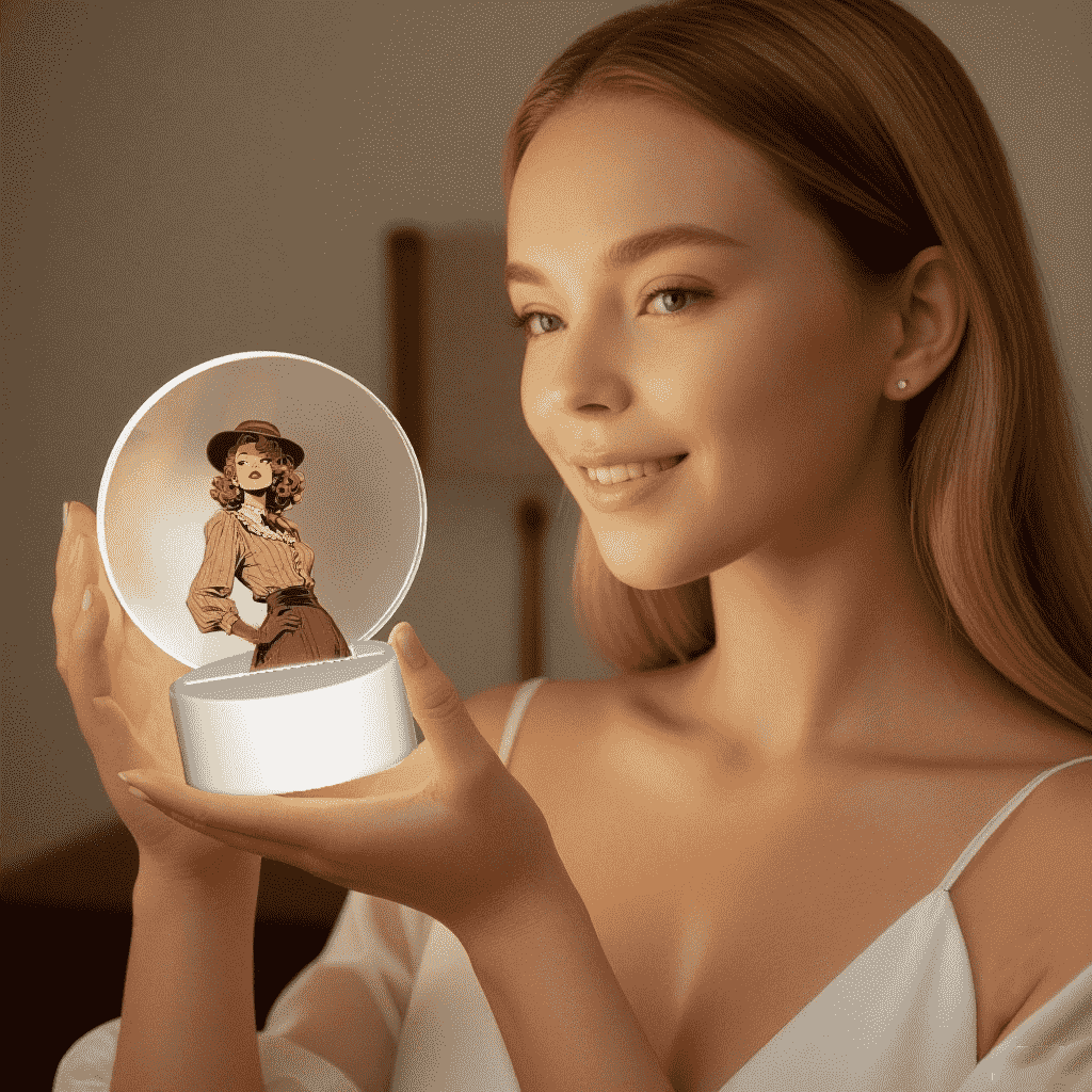 Personalized Picture Round Acrylic Night Light 3 Light Modes Custom Decor Touch Control Soft Glow-larkway tradelink