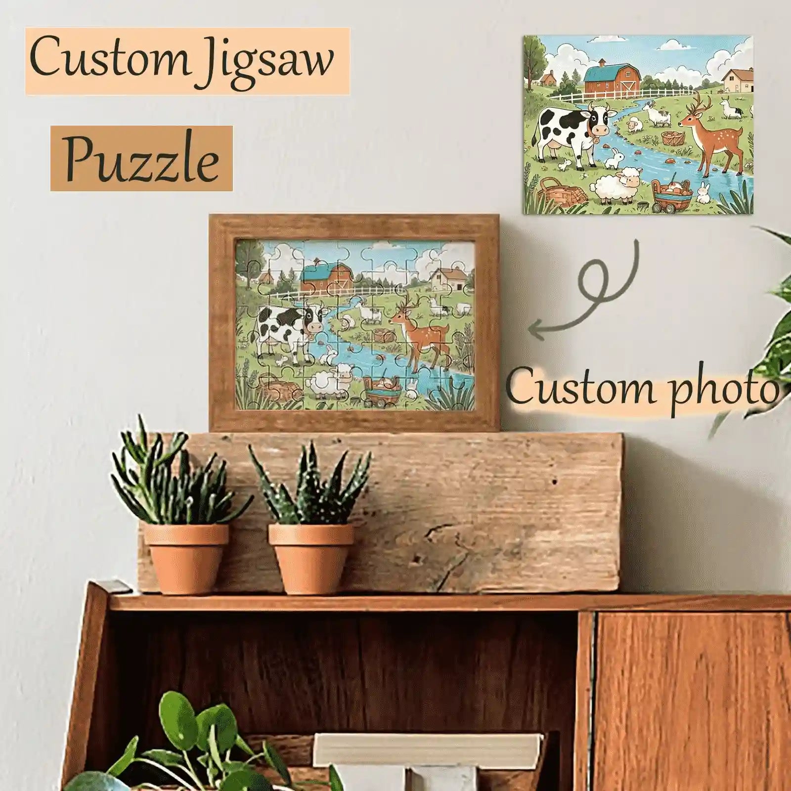 Custom Square Puzzle Personalized Picture Jigsaw with 7 Size Selection-larkway tradelink