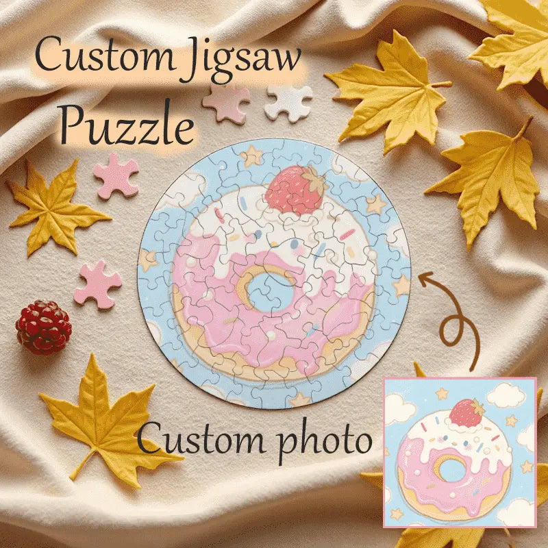 Personalized Water Color Style Puzzle Custom  Photo Round Jigsaw with 3 Size Selection-larkway tradelink