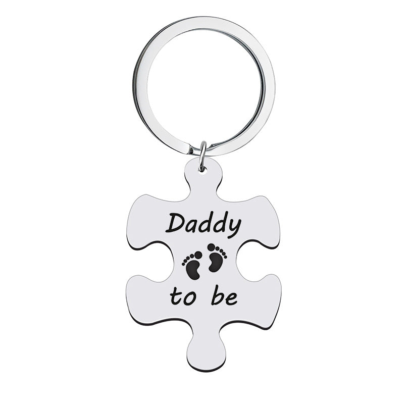 Personalized Stainless Steel Puzzle Keychain Customizable Engraved Name Gift-larkway tradelink