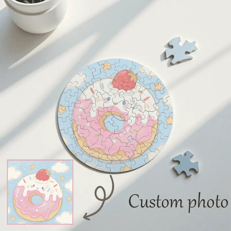Personalized Water Color Style Puzzle Custom  Photo Round Jigsaw with 3 Size Selection-larkway tradelink