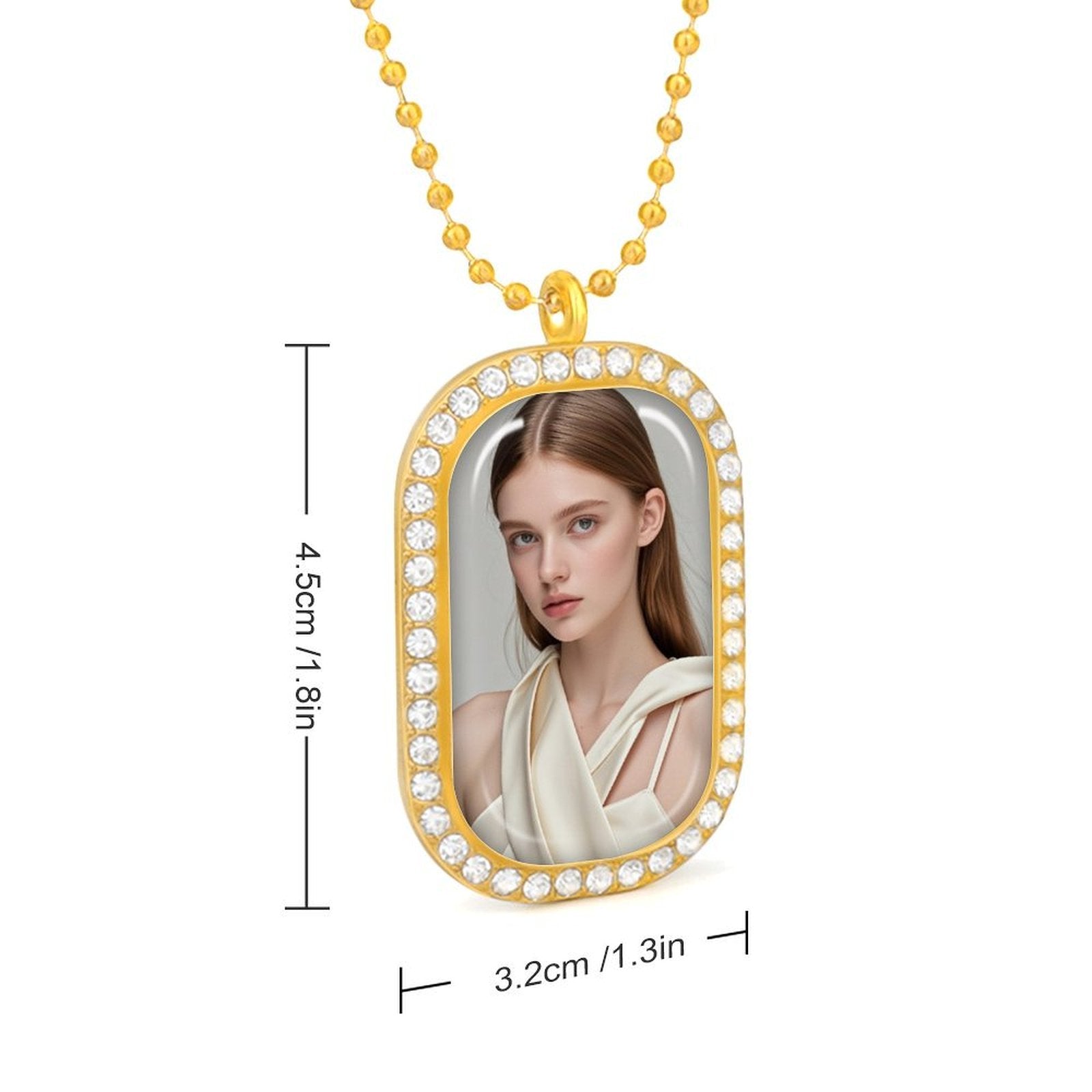 Custom Photo White Diamond Necklace Personalized Gift for Her-larkway tradelink