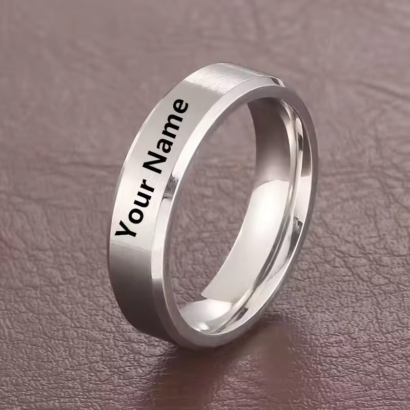Personalized Titanium Steel Ring Customized Engraved Text for Gift-larkway tradelink