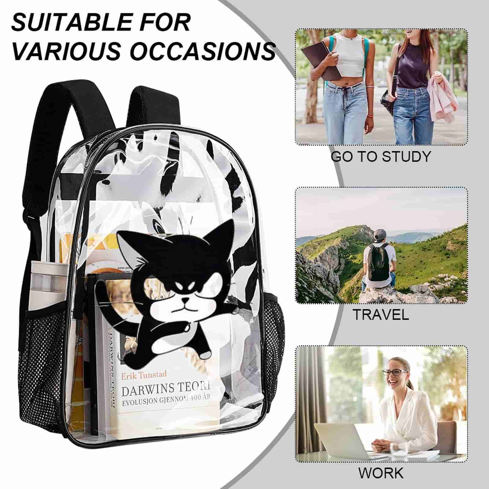 17 inch Custom Photo Waterproof PVC Backpack Personalized Transparent Light weight Bag-larkway tradelink