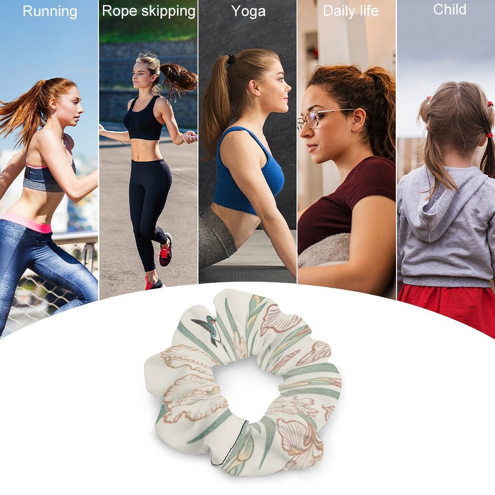 Personalized Picture Ruffled Hair Bands Custom Hair Tie Blooming Circle-larkway tradelink