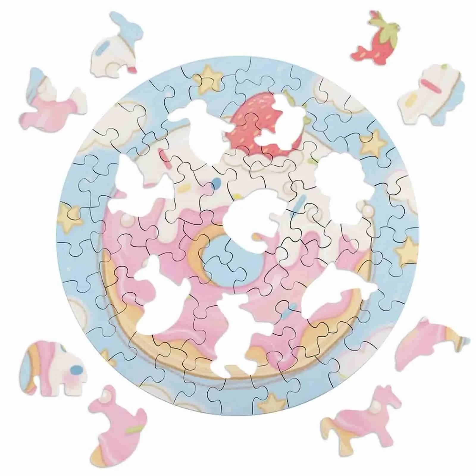 Personalized Water Color Style Puzzle Custom  Photo Round Jigsaw with 3 Size Selection-larkway tradelink