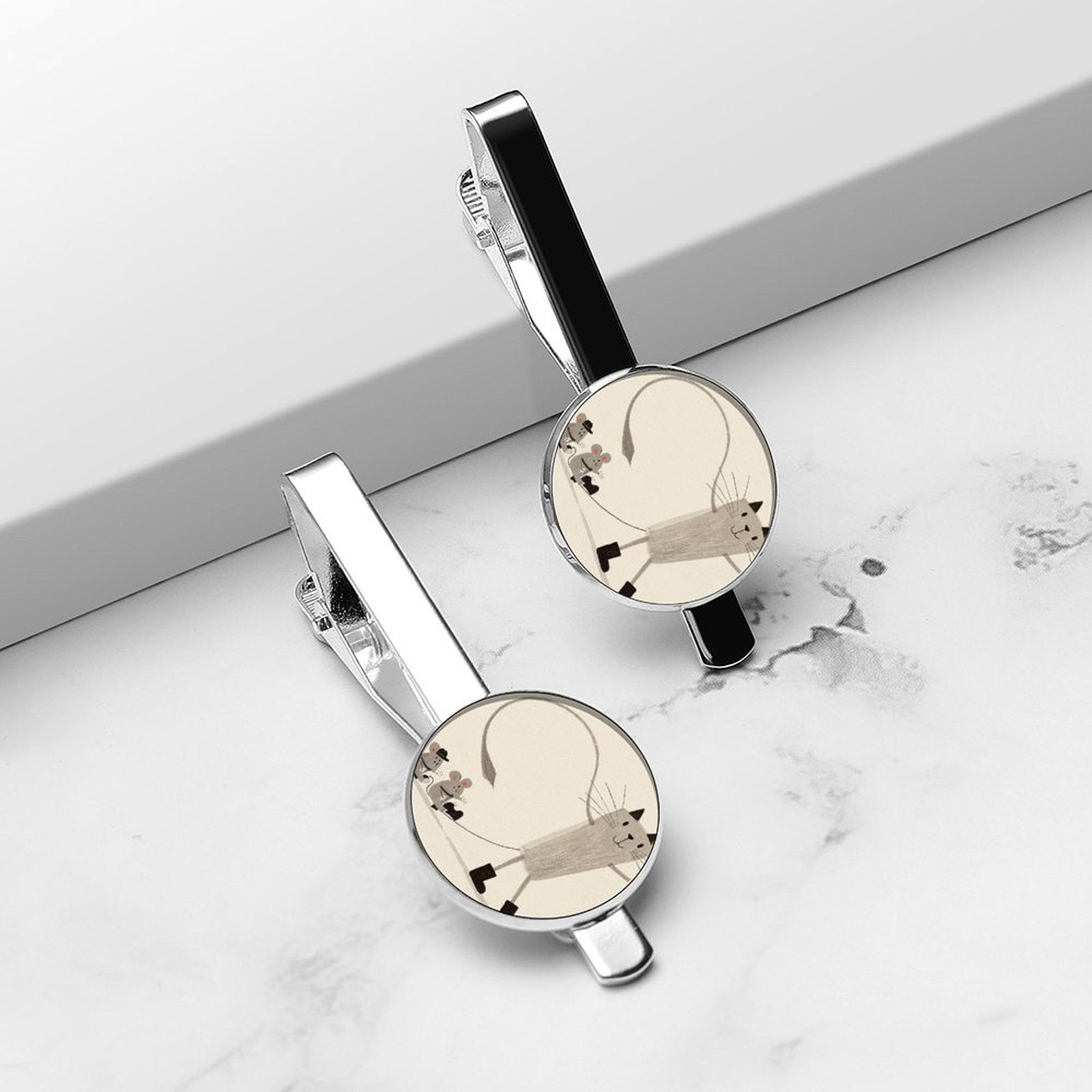 Personalized Picture Tie Clip Set (2PC) Custom Diff Designs 5.5x2.2cm-larkway tradelink