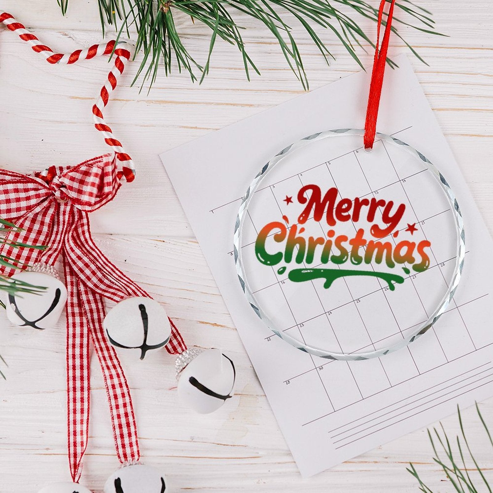 Custom Crystal Glass Pendant Personalized Photo Round Ornament Decoration-larkway tradelink