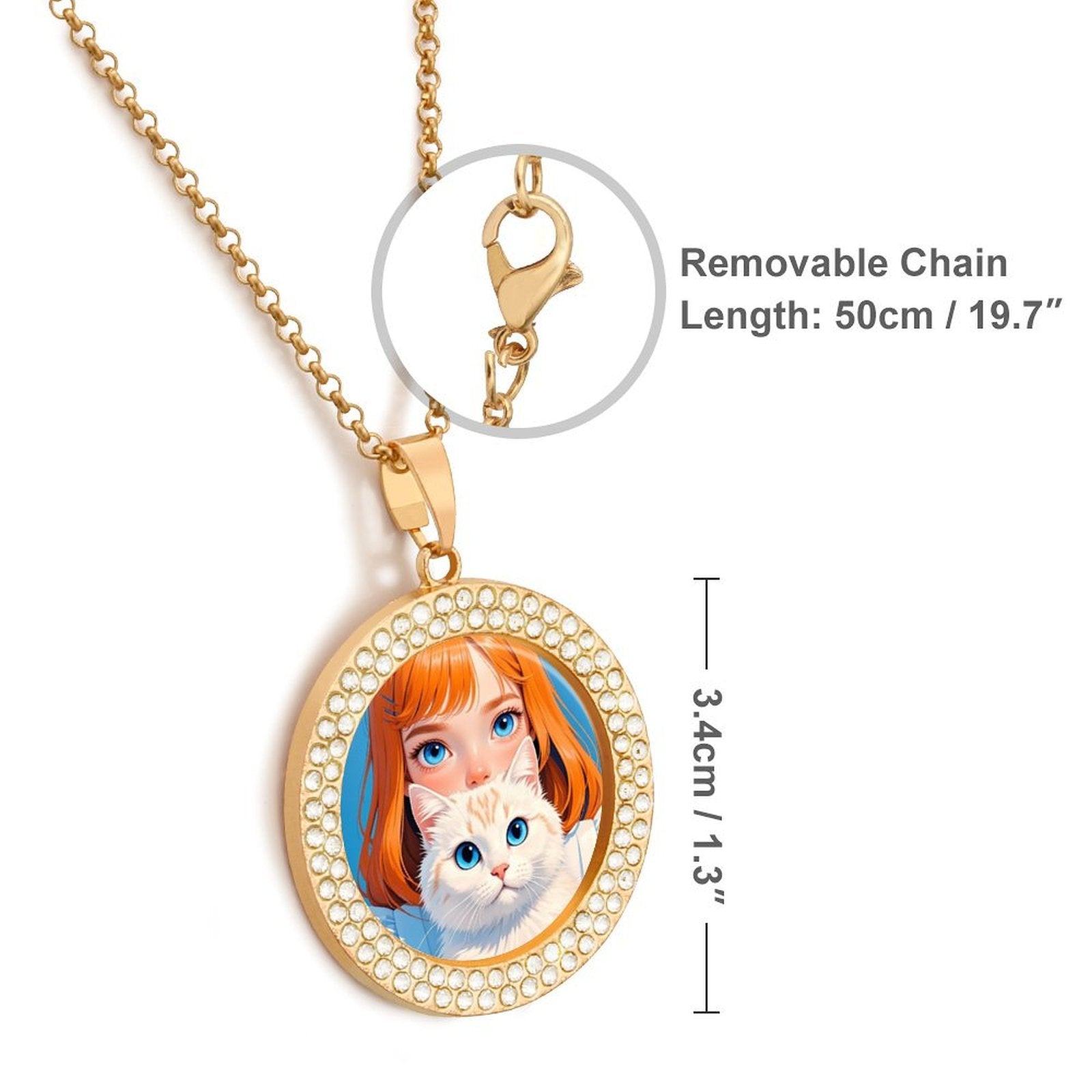 Custom Photo Alloy Diamond Necklace Personalized Multicolored Pendant for Her-larkway tradelink