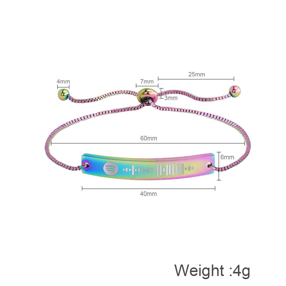 Personalized Stainless Steel Bracelet Customized Engraved Scannable Music Code Gift-larkway tradelink