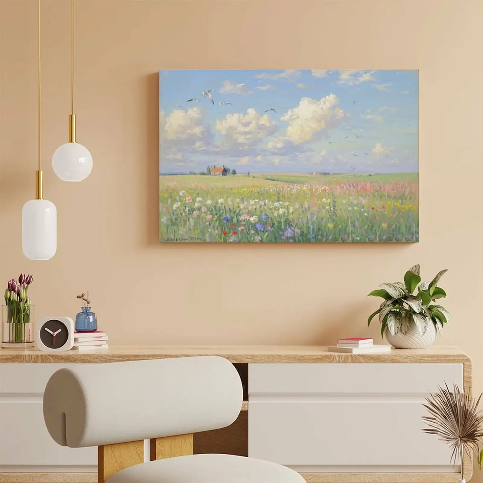 Custom Landscape Canvas Wall Art Heat Personalized Transfer Printed Picture with 4 Sizes Selection-larkway tradelink