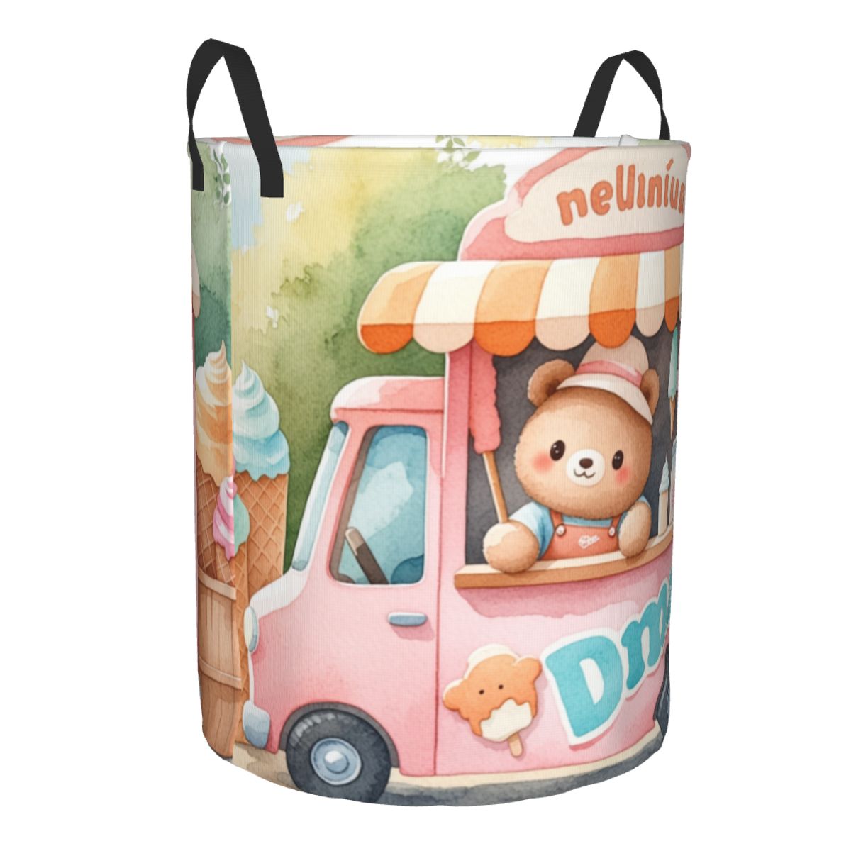 Custom Photo Round Laundry Hamper Waterproof Oxford Fabric-larkway tradelink