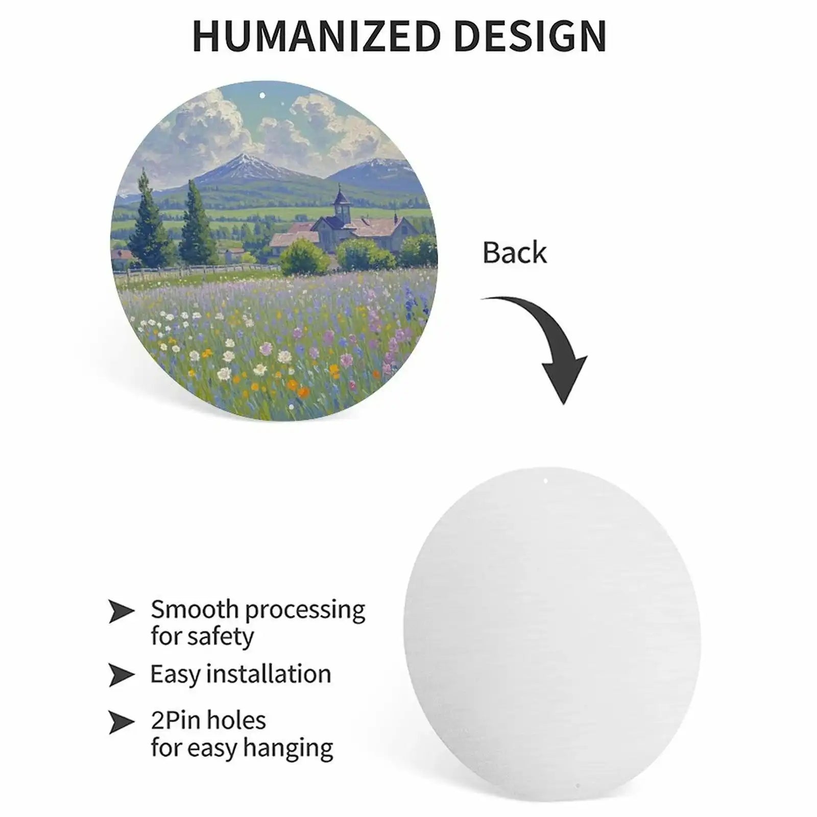 Custom Round Aluminum Painting Personalized Hanging Decor 20x20cm-larkway tradelink