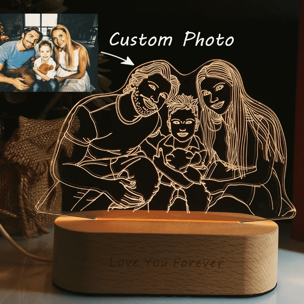 Personalized Photo 3D Lamp Customized Night Light Engraving Picture and Text Gift-larkway tradelink