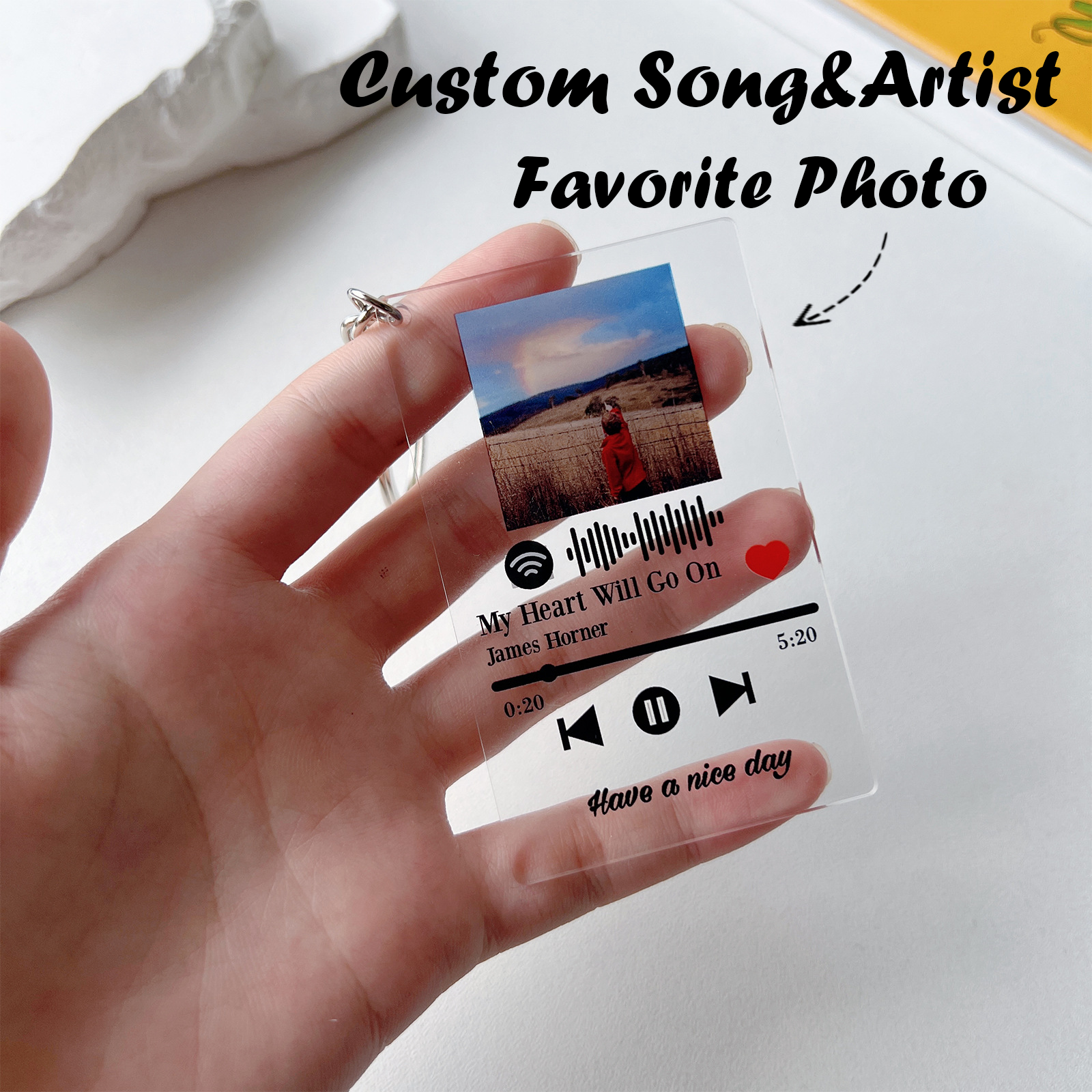 Personalized Scannable Music Keychain Spotify QR Code Plaque Custom Song & Photo Acrylic BFF Gift-larkway tradelink