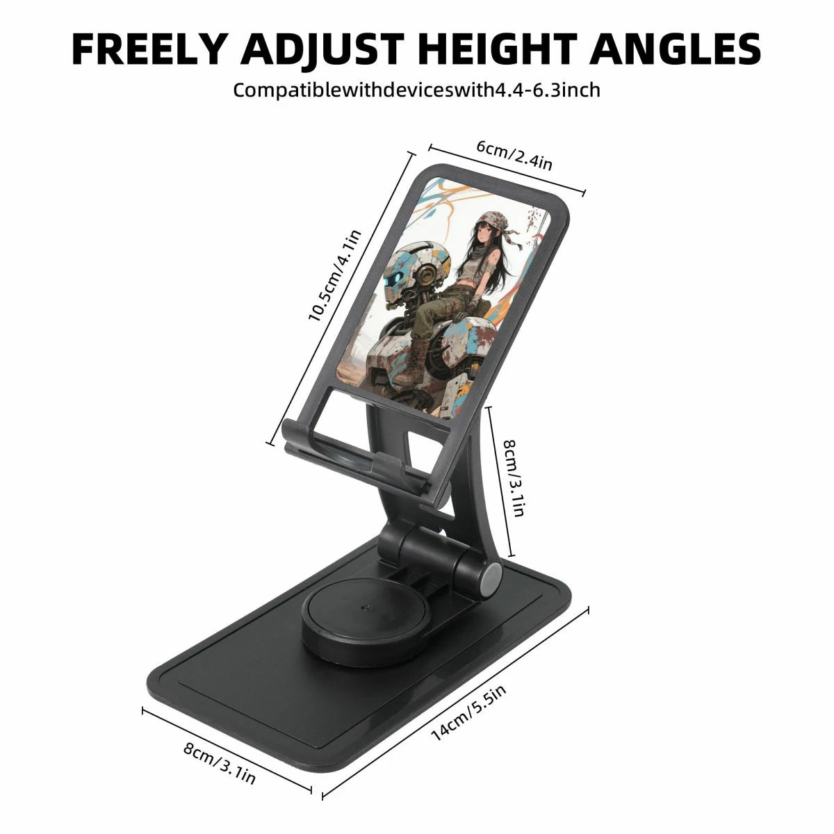 Custom Square Bottom Rotating Cell Phone Holder Personalized Picture Holder With Charging Port Adjustable Angle-larkway tradelink