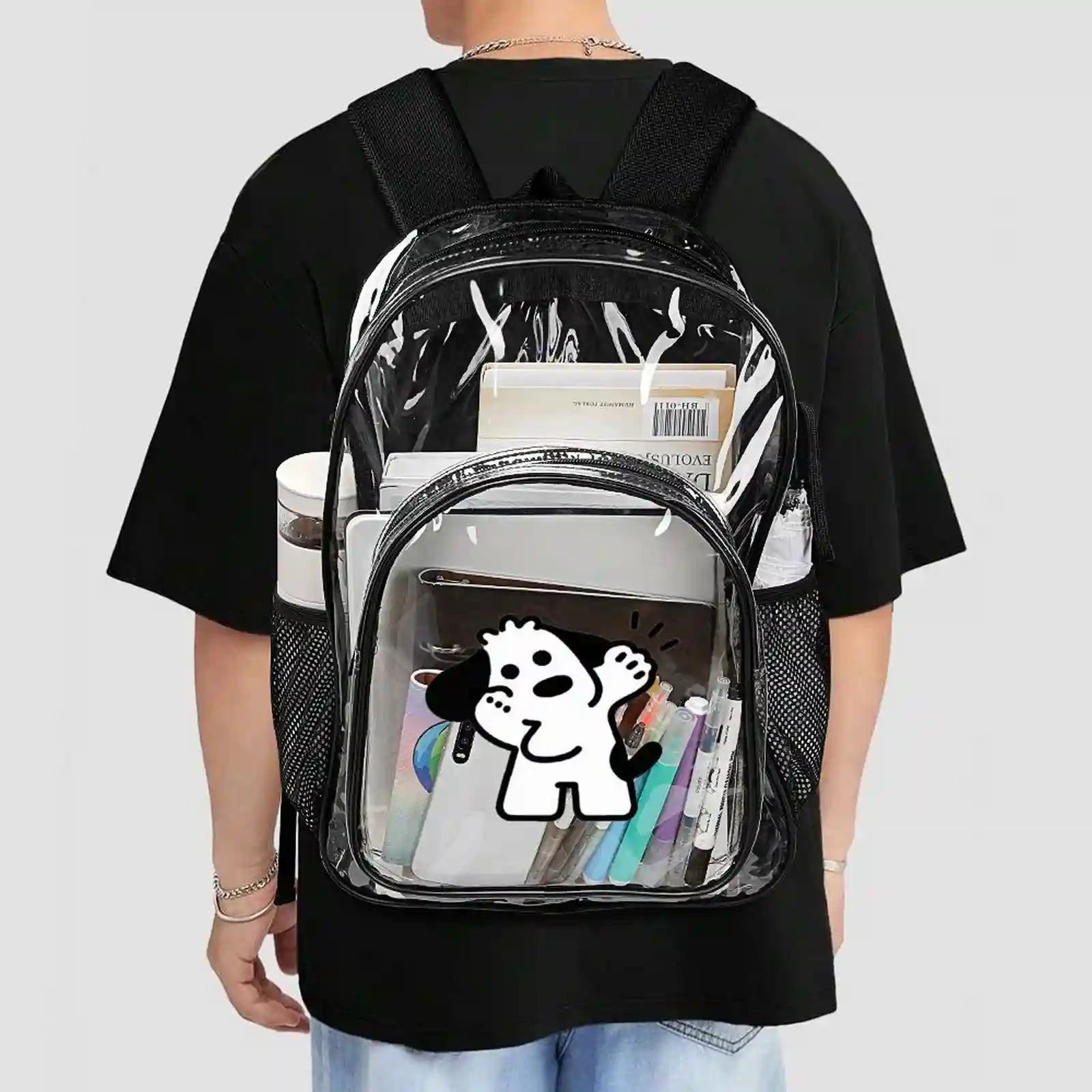 Custom Transparent PVC Backpack Personalized Waterproof Bag 43x32.5cm-larkway tradelink