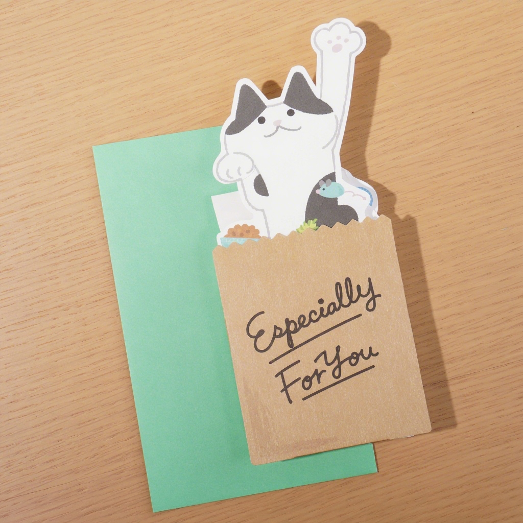 3D Card Cat Pop Up Kitten Greeting Card Gift for Her Him-larkway tradelink