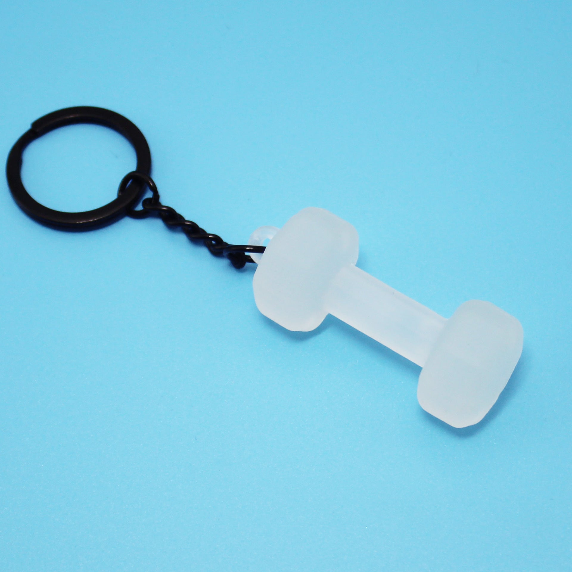 Dumbbell Keychain Accessories Equipment Pendant Metal Rubber Mini Backpack Keychain-larkway tradelink