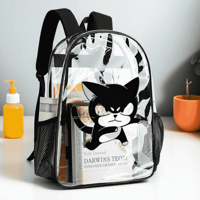 17 inch Custom Photo Waterproof PVC Backpack Personalized Transparent Light weight Bag-larkway tradelink