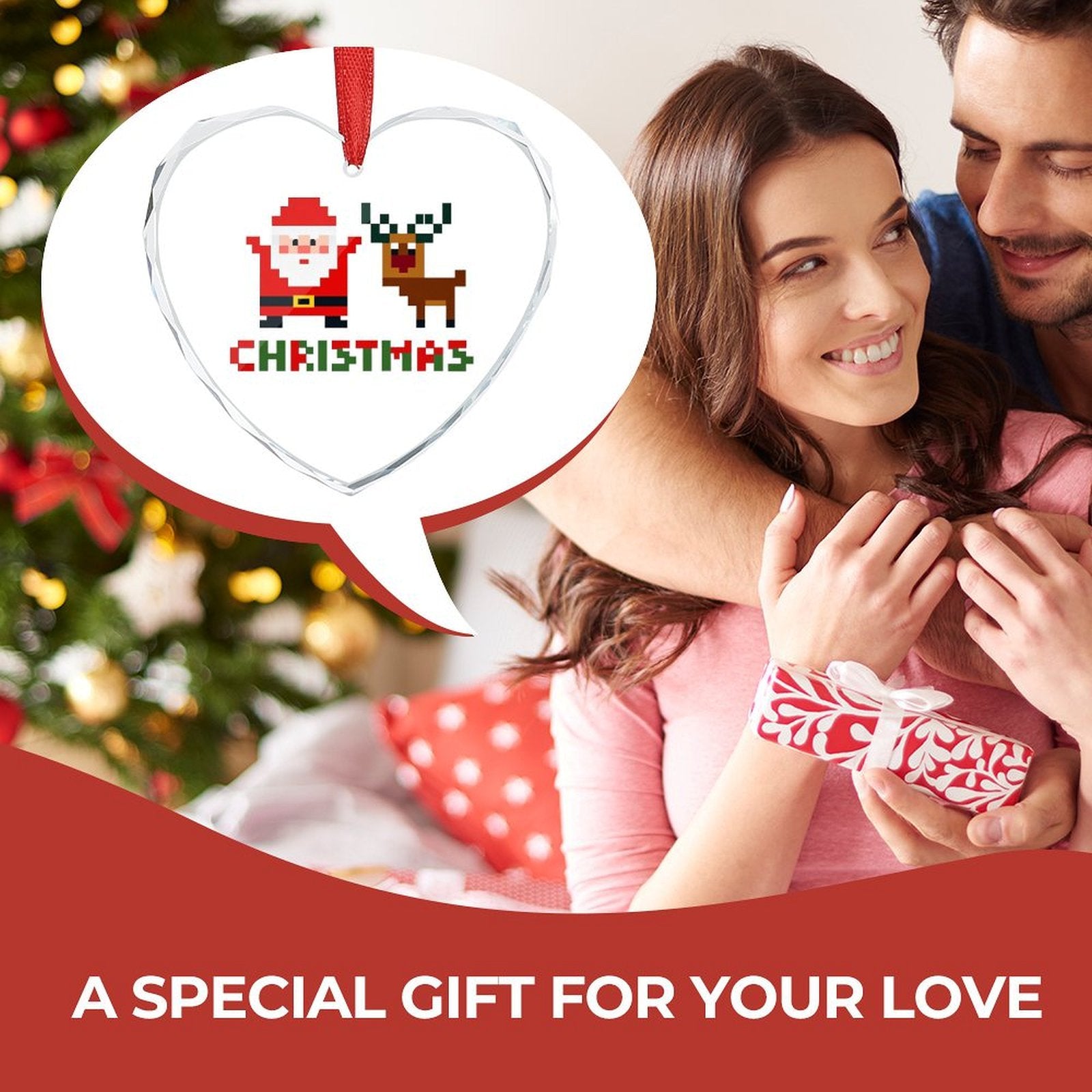 Custom Heart Shaped Crystal Glass Personalized Pendant Photo Decoration-larkway tradelink