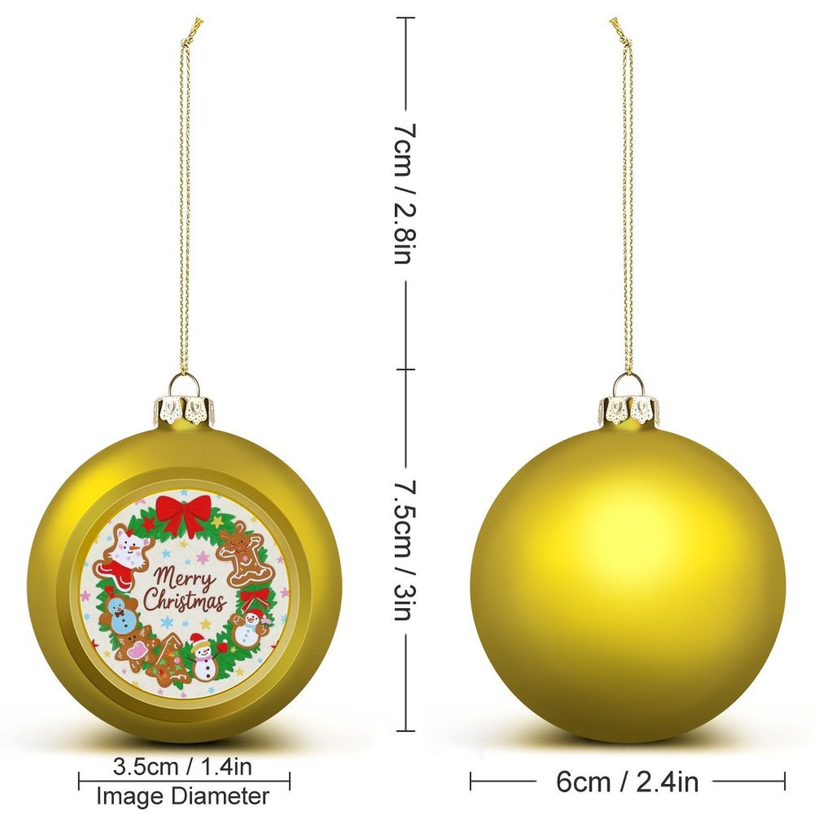 Custom Photo Christmas Ball Personalized Ornament Large 2.4in（6cm） 2 Colors-larkway tradelink