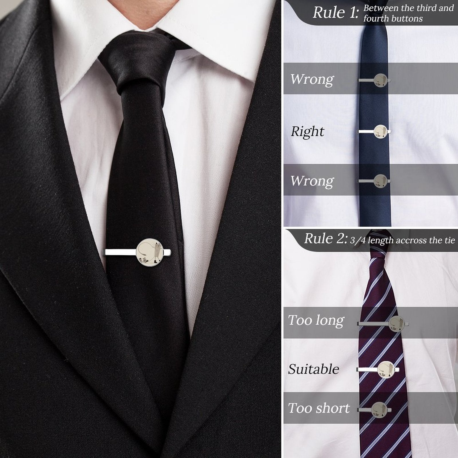 Personalized Picture Tie Clip Set (2PC) Custom Diff Designs 5.5x2.2cm-larkway tradelink