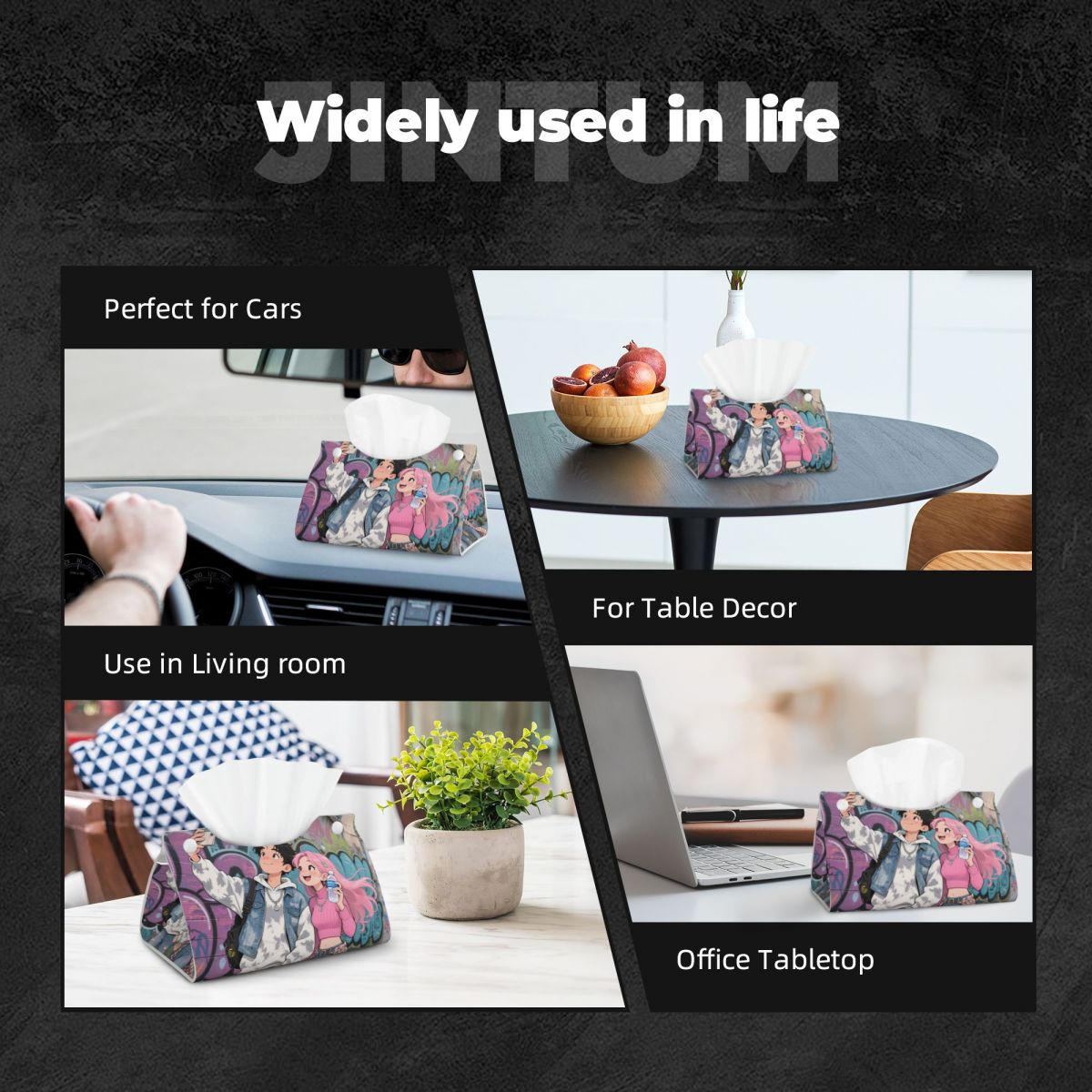 Custom Picture Long Leather Tissue Case Waterproof & Foldable Personalized Tissue Box Cover-larkway tradelink